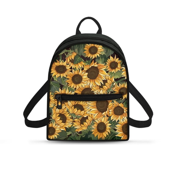 Eheartsgir Sunflower Lightweight Daypack Backpack Water-Resistant Small Backpack for Work Gym, Polyester Zipper Closure Mini Backpack
