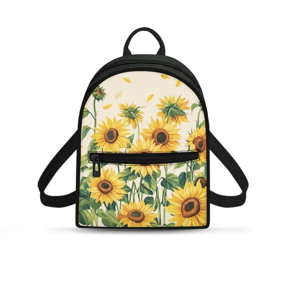 Eheartsgir Sunflower Pattern Print Small Backpack, Multi-Purpose Polyester Mini Cell Phone Backpack for Shopping Travel, Adjustable Strap Travel Daypack