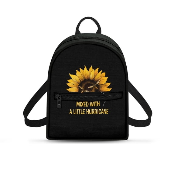 Eheartsgir Sunflower Quote Small Backpack, Zipper Closure Polyester Mini Backpack for Work Travel, Adjustable Strap Travel Shoulder Bag