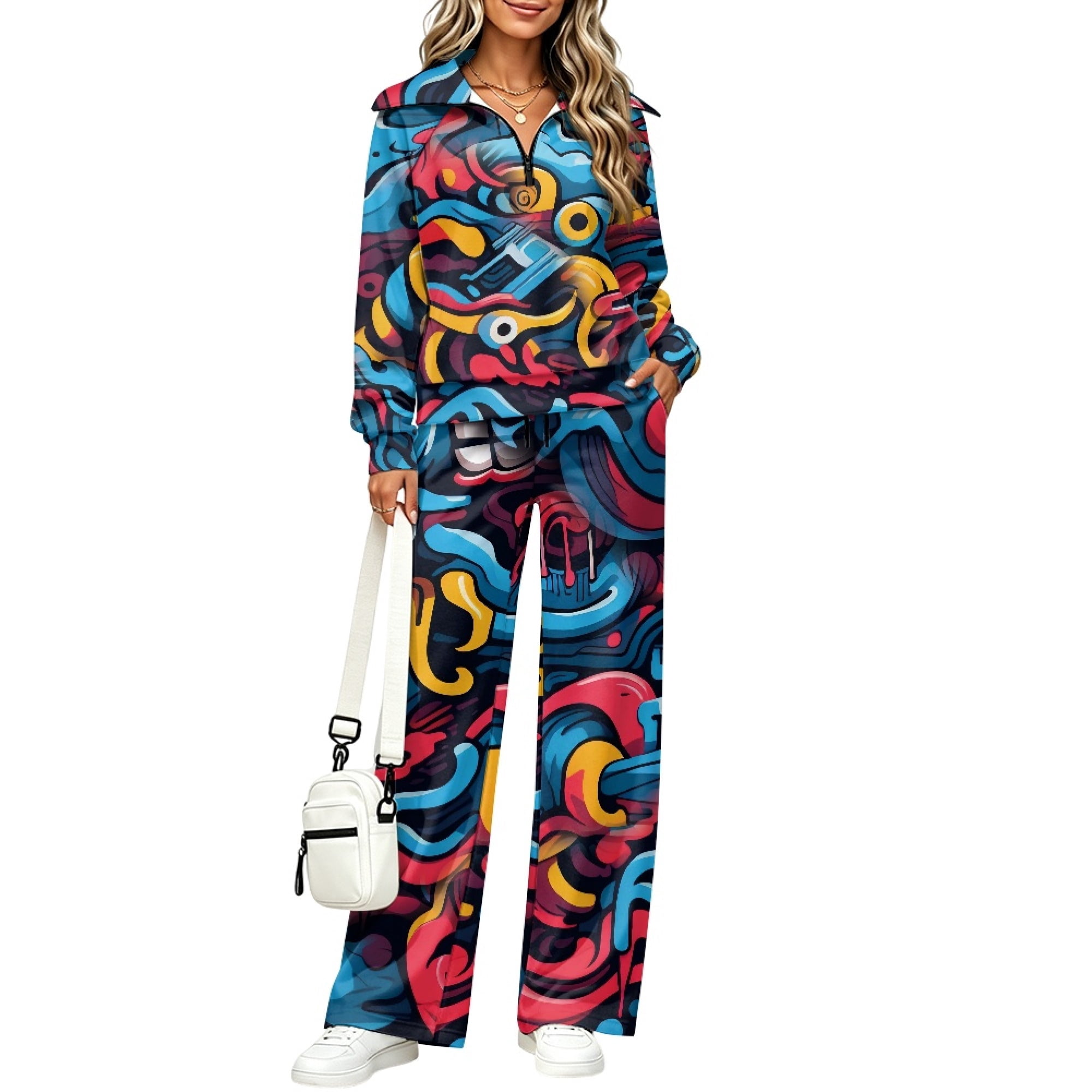 Eheartsgir Sweatsuits Graffiti Swirl Abstract Pattern Tracksuits 1/4 ...