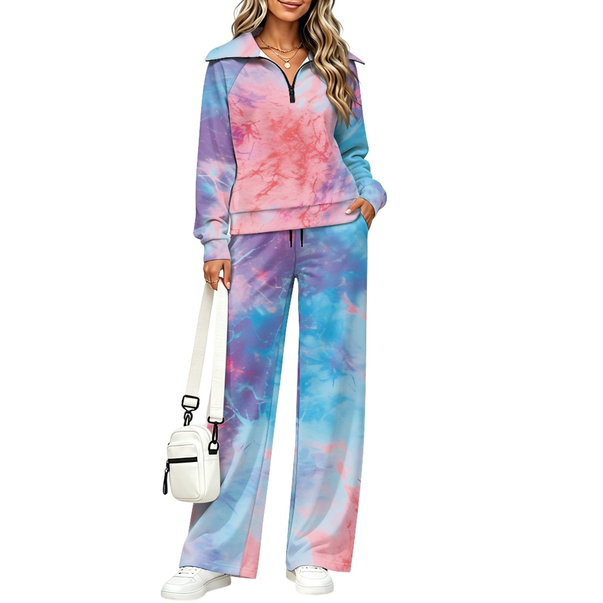 Eheartsgir Tie Dye Marble Pattern Travel Outfits for Women, Tracksuits ...