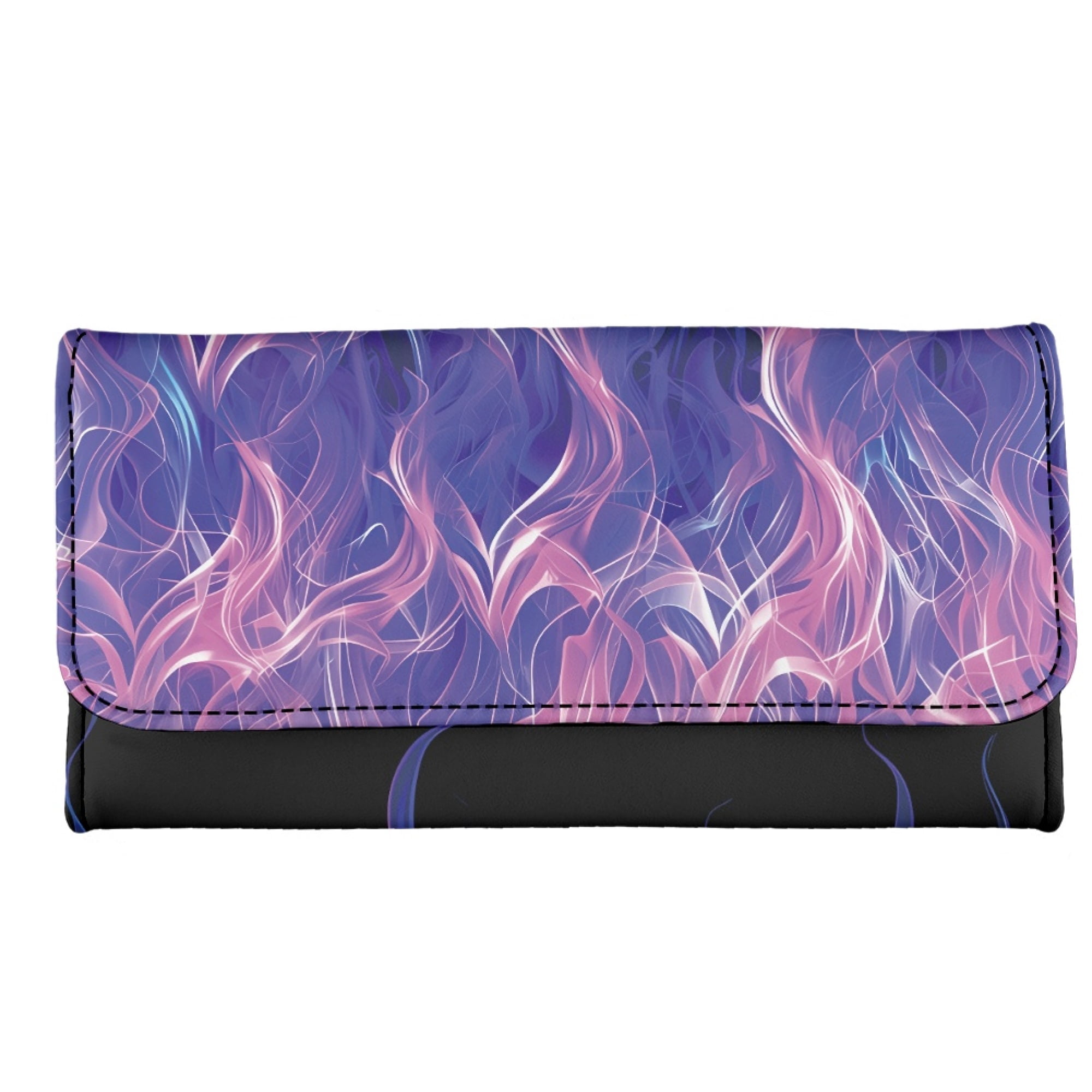 Eheartsgir Trifold Wallet Neon Purple Flame Pattern Buckle Women's ...