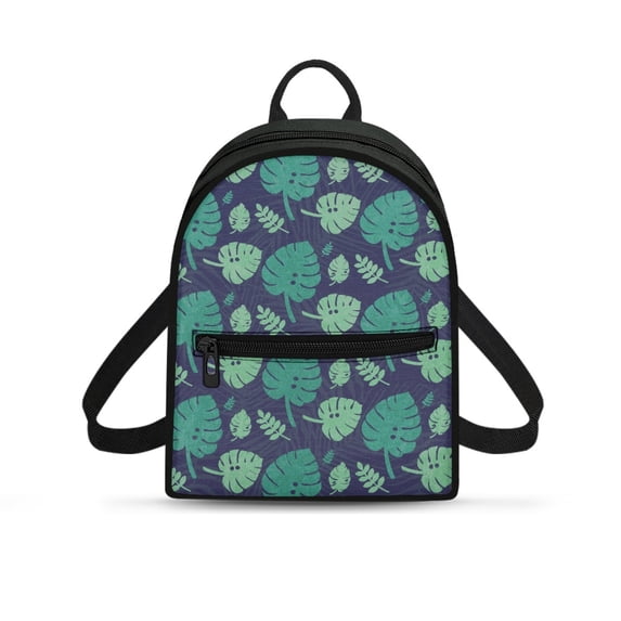 Eheartsgir Tropical Monstera Small Backpack for Travel Hiking, Zipper Closure Fashion Rucksack, Lightweight Waterproof Polyester Mini Backpack Purse for Women