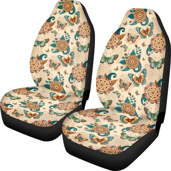 Eheartsgir Vintage Boho Medallion Car Seat Covers for Women Easy to Install Soft Universal Fit Durable Elastic Automotive Seat Covers for Trucks SUV Sedan