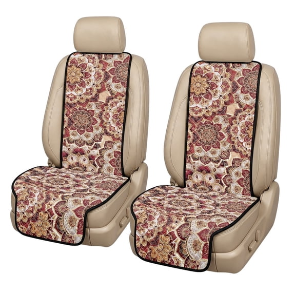 Eheartsgir Vintage Mandala Pattern Car Seat Covers for Universal Fit, Machine Washable Non-Slip Car Front Seat Covers 2-Pack Polyester Front Driver Passenger Pads