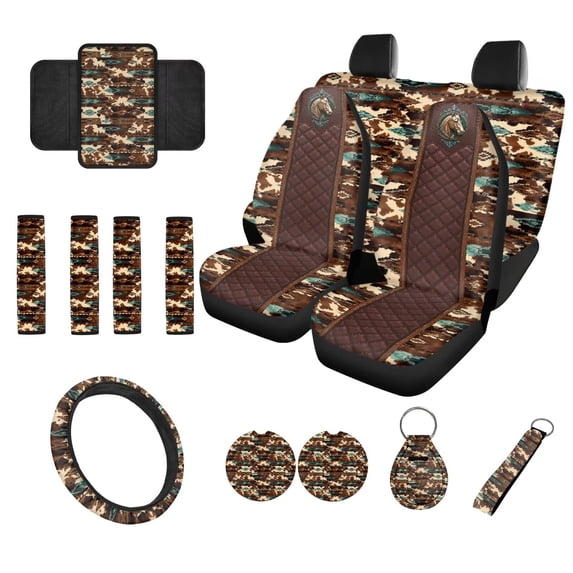 Cow Db Eheartsgir Western Horse Aztec Cow Print 14 PCS Car Seat Cover Full Set ...
