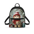 thumbnail image 1 of Eheartsgir Winter Cat With Hat Print Womens Purse Lightweight Mini Cell Phone Purse for Travel Daily Use, Polyester Lots of Pockets Mini Backpack, 1 of 8
