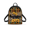 thumbnail image 1 of Eheartsgir Wolf & Sunflower Mini Backpack with Lots of Pockets Lightweight Rucksack for Travel, Polyester Waterproof Purse for Vacation, 1 of 8
