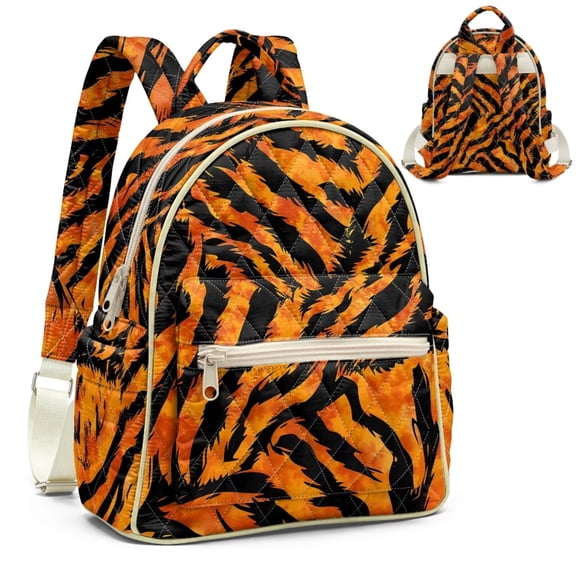 Eheartsgir Women Quilted Small Backpack Purse,Tiger Print Casual Daypack Satchel Shoulder Backpack Bag