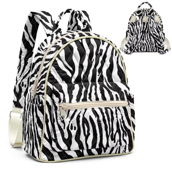 Eheartsgir Zebra Print Small Quilted Backpack Purse for Women,Casual Fashion Mini Daypack Backpack Lightweight