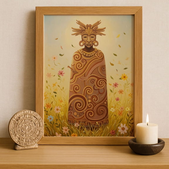 Ehecatl Aztec God of Wind and Breeze Mythology Wall Art Print