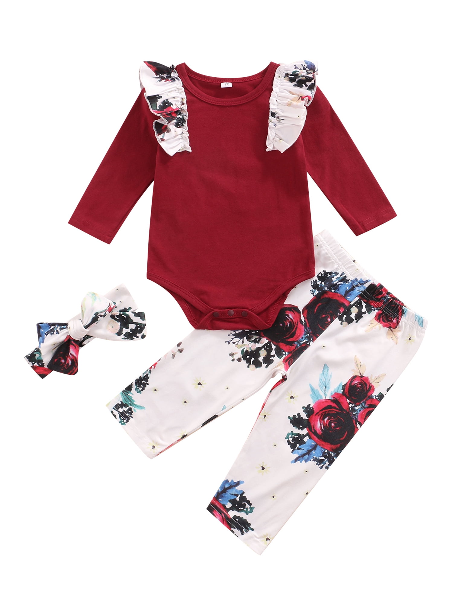 Ehfomius Newborn Baby Girl Clothes Outfits Infant Romper Floral Pants