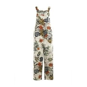 Ehfomius S-2XL Floral Print Jumpsuit for Women Summer Sleeveless Loose Wide Leg Long Rompers Overalls
