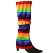 Ehfomius Women Leg Warmers, Solid Color/Rainbow Stretch Knitted High Socks