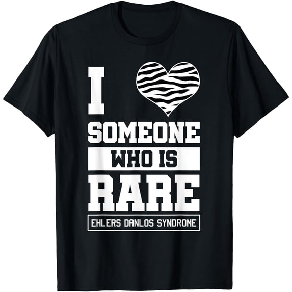 Ehlers Danlos Syndrome Black and White Awareness Ribbon Love T-Shirt
