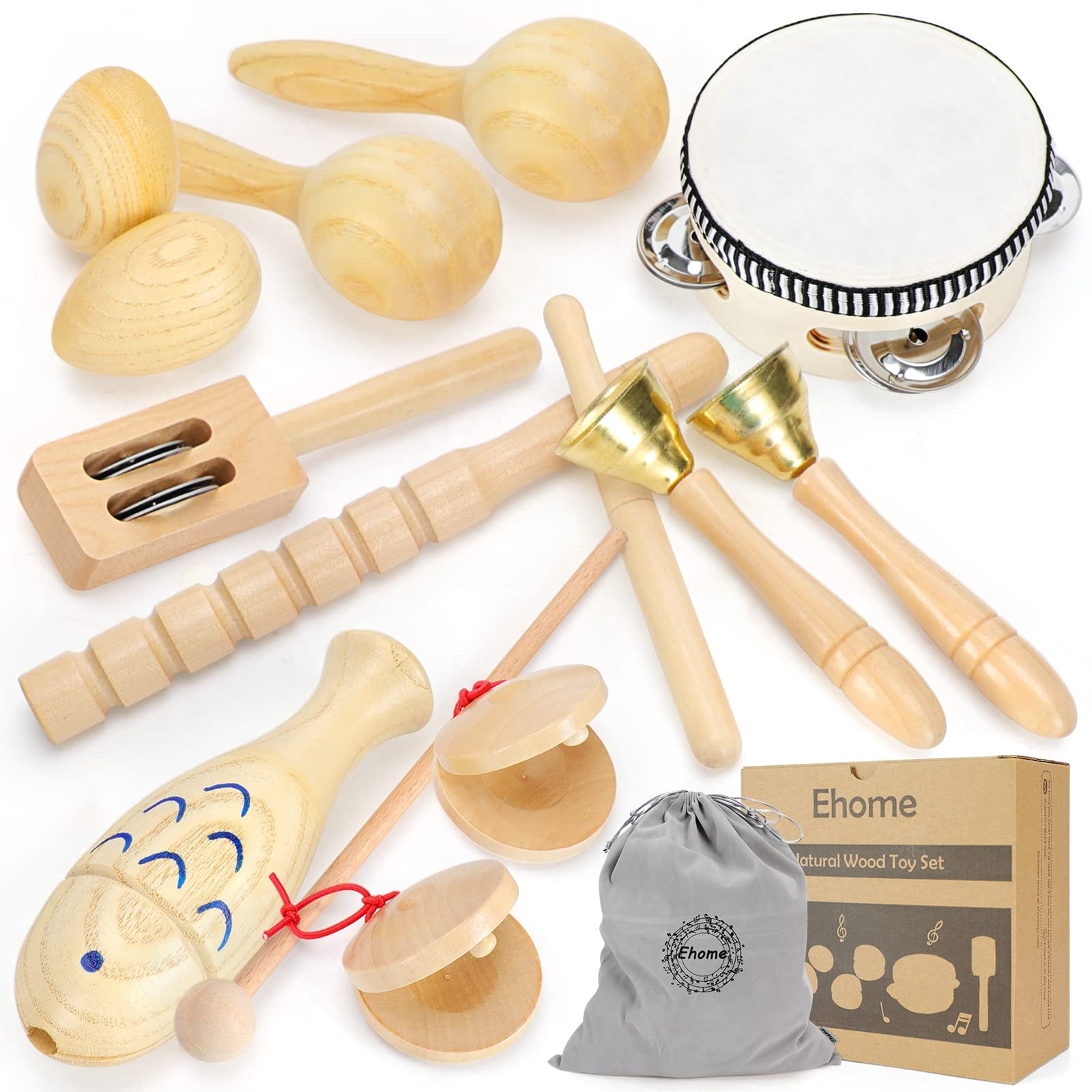Ehome Musical Instruments for OIF8 Toddlers 1-3, Wooden Percussion Kids ...