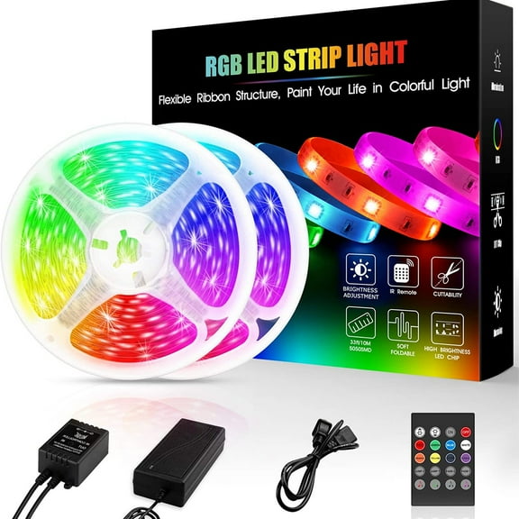 Ehomful 32.8ft LED Strip Lights with RGB 5050 Flexible Color Changing and App Control for Bedroom,Kitchen,Bar,Party