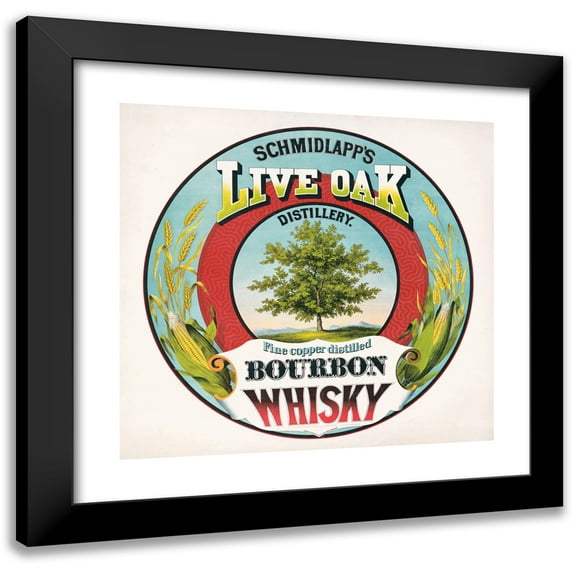 Ehrgott & Krebs, Steam Lith. 16x15 Black Modern Framed Museum Art Print Titled - Schmidlapp's Live Oak Distillery, Fine Copper Distilled Bourbon Whisky (C1872)
