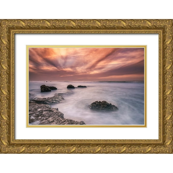 Ehrlich, Amir 32x23 Gold Ornate Wood Framed with Double Matting Museum Art Print Titled - Stones