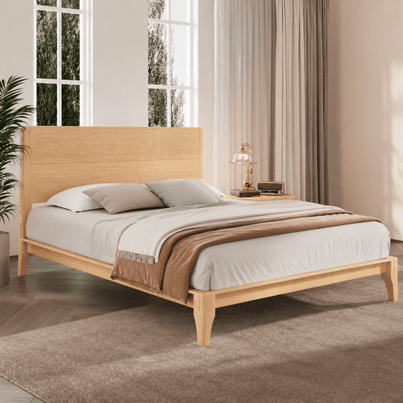 Ehsovlnut Mid-Century Modern Bamboo Platform Bed Frame with Tall ...