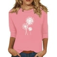 thumbnail image 1 of Ehtmsak 3/4 Length Sleeve Shirts Women Sunflowers Elbow Tunic Tops Lightweight Plus Size Sweatshirts Casual Summer Blouses for Leggings Pink L, 1 of 4