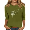 thumbnail image 1 of Ehtmsak 3/4 Sleeve Womens Shirts Sunflowers Crewneck Tunic Tops Lightweight Casual Blouses Elbow Summer Sweatshirts for Leggings Army Green 2XL, 1 of 4