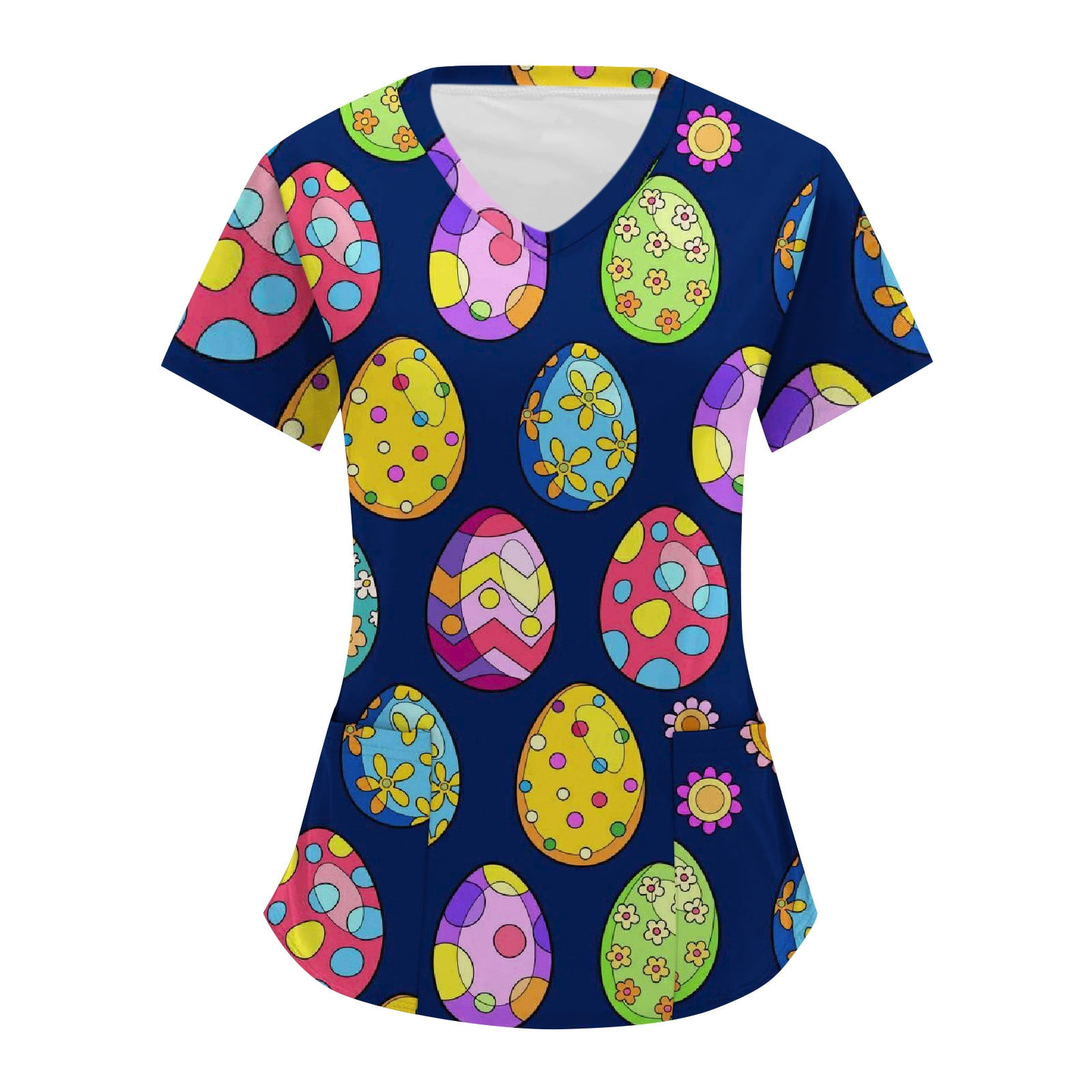 Ehtmsak Easter Scrub Tops Womens M Nursing Funny Easter Shirt Short
