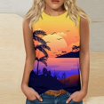 Ehtmsak Hawaiian Tank Top Women Crew Neck Sleeveless T Shirts Loose Fit
