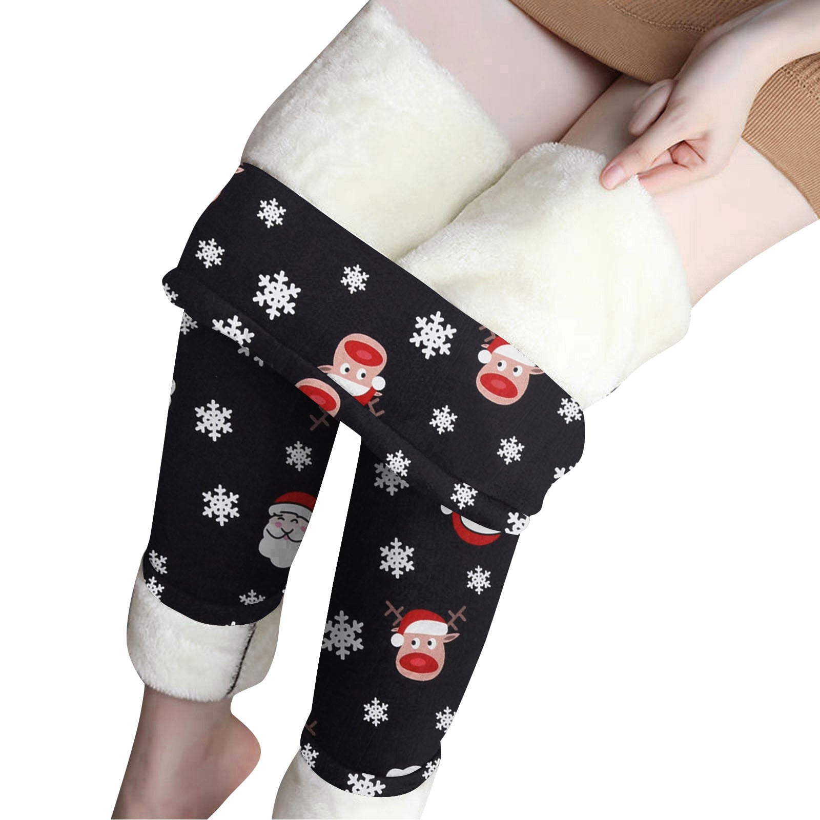 Ehtmsak Plus Size Thermal Leggings Translucent Christmas Skin Tone