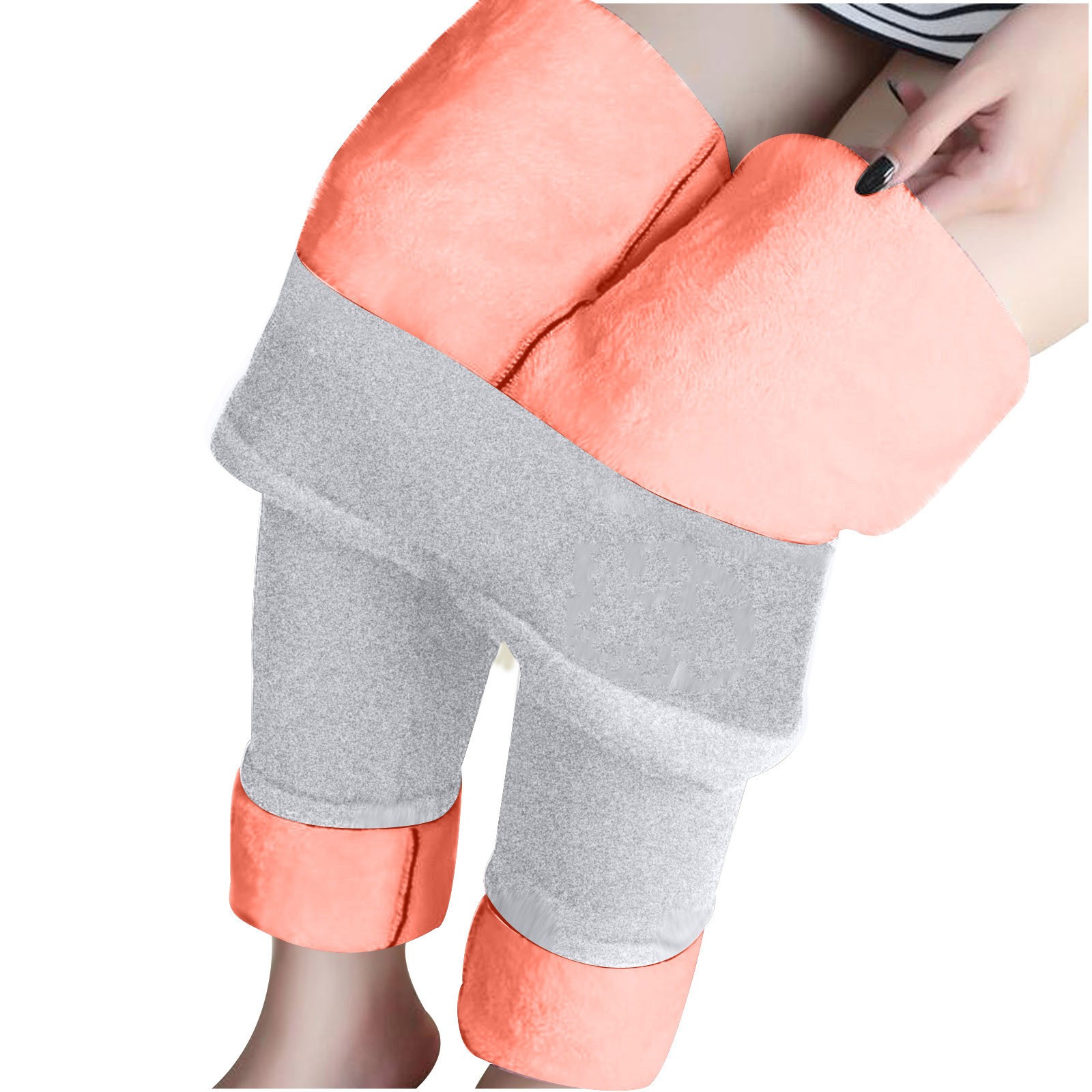 Ehtmsak Sheer Fleece Lined Tights Plus Size Furry Skin Color Fluffy Leg