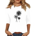 thumbnail image 1 of Ehtmsak Three-Quarter Sleeve Shirt Sunflowers Lightweight Tunic Tops Summer Crewneck Sweatshirts Plus Size Casual Blouses for Leggings White L, 1 of 4