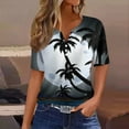 Ehtmsak Womens Hawaiian Shirt Henley Button Down Short Sleeve Tops