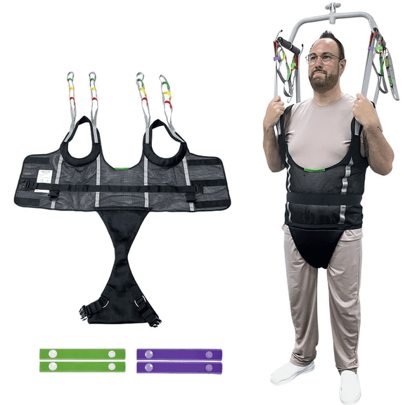 Ehucon Comfort Padded Patient Lift Walking Sling,500lbs Safety Loading Weight,Medical Hoist Standing Aids for Ambulating Support Training - Large Size