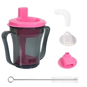 Ehucon Dysphagia Regulating Drinking Cups for Swallowing Difficulty, Leak Resistant, 5cc and 10cc, Grey with Pink Lid,1 Count