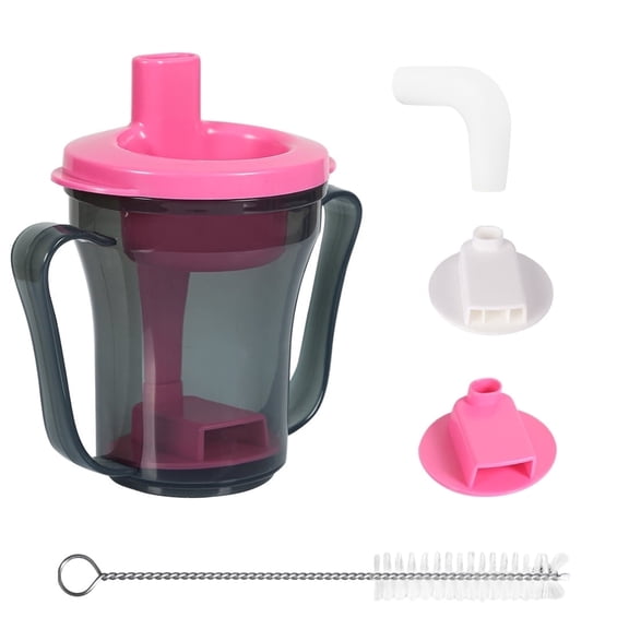 Ehucon Dysphagia Regulating Drinking Cup, Spill-Proof 5cc/10cc Sip Control ,Pink with Gray ,1 Piece