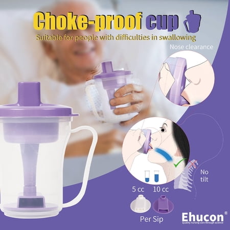 Ehucon Dysphagia Regulating Drinking Cup, Spill-Proof 5cc/10cc Sip Control Purple 1 Piece