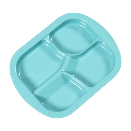 Ehucon Adaptive 4-Compartment Scoop Melamine Plate for Elderly, Spill-Proof, Dishwasher Safe, 1-Count,Blue