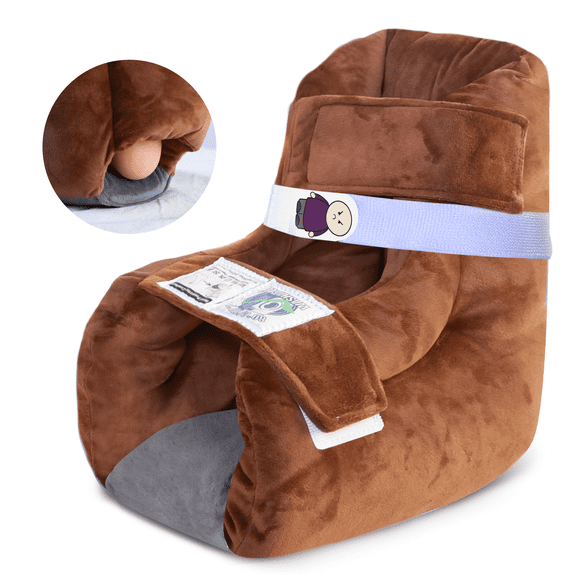 Ehucon Heel Protector Velvet Cushion Foot Pillow for Bed Use, Heel Support and Foot Cushion, 1 Count, Brown