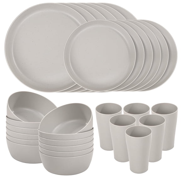 Ei 24grey Wheat Stdinnerware Set Of 6 Reuasble Unbreakable Dinner Plates And Sets For Camping Picninc Family