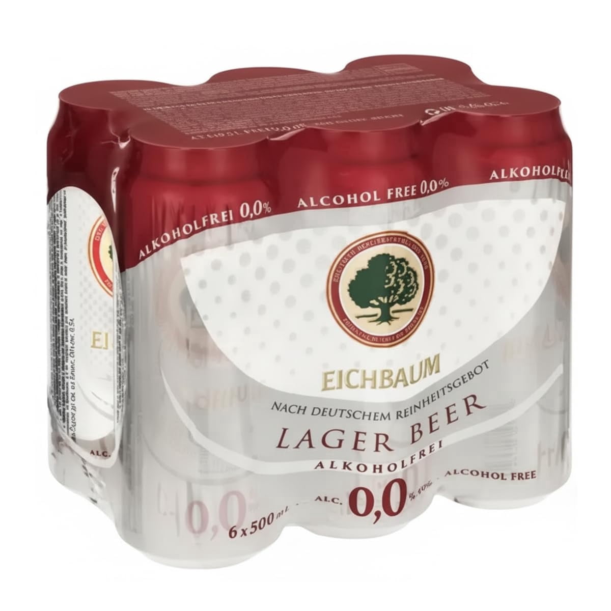 Eichbaum Alcohol Free Lager Beer with Smooth & Refreshing Flavor - Non Alcoholic Lager with Traditional German Brewing - Cans of Beer for Social Gatherings - 500ml Can-6pk