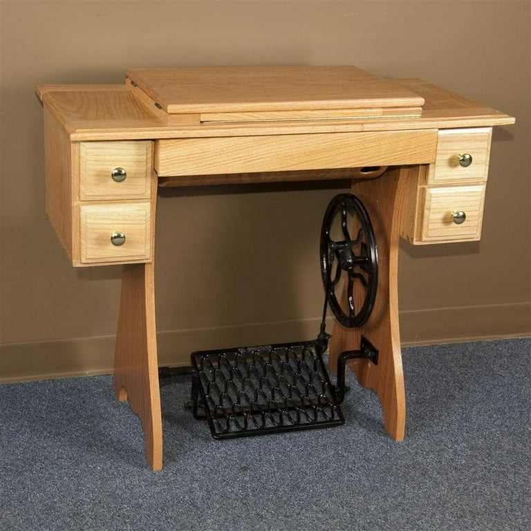 Antique Oak Sewing Machine Wooden Drawer Box With Three 