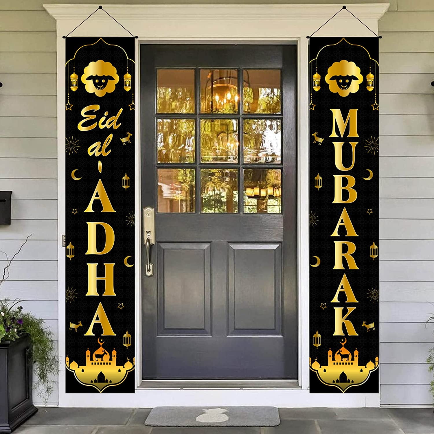 Eid Al Adha Decorations Eid Mubarak Door Banner 70.9 x 13.8 Inches Eid