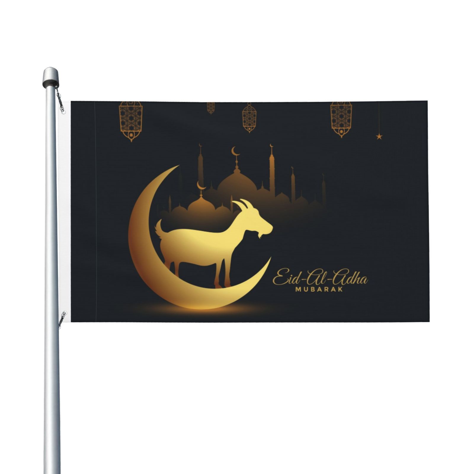 Eid AlAdha Mubarak Garden Flags 3 x 5 Foot Polyester Flag Double Sided