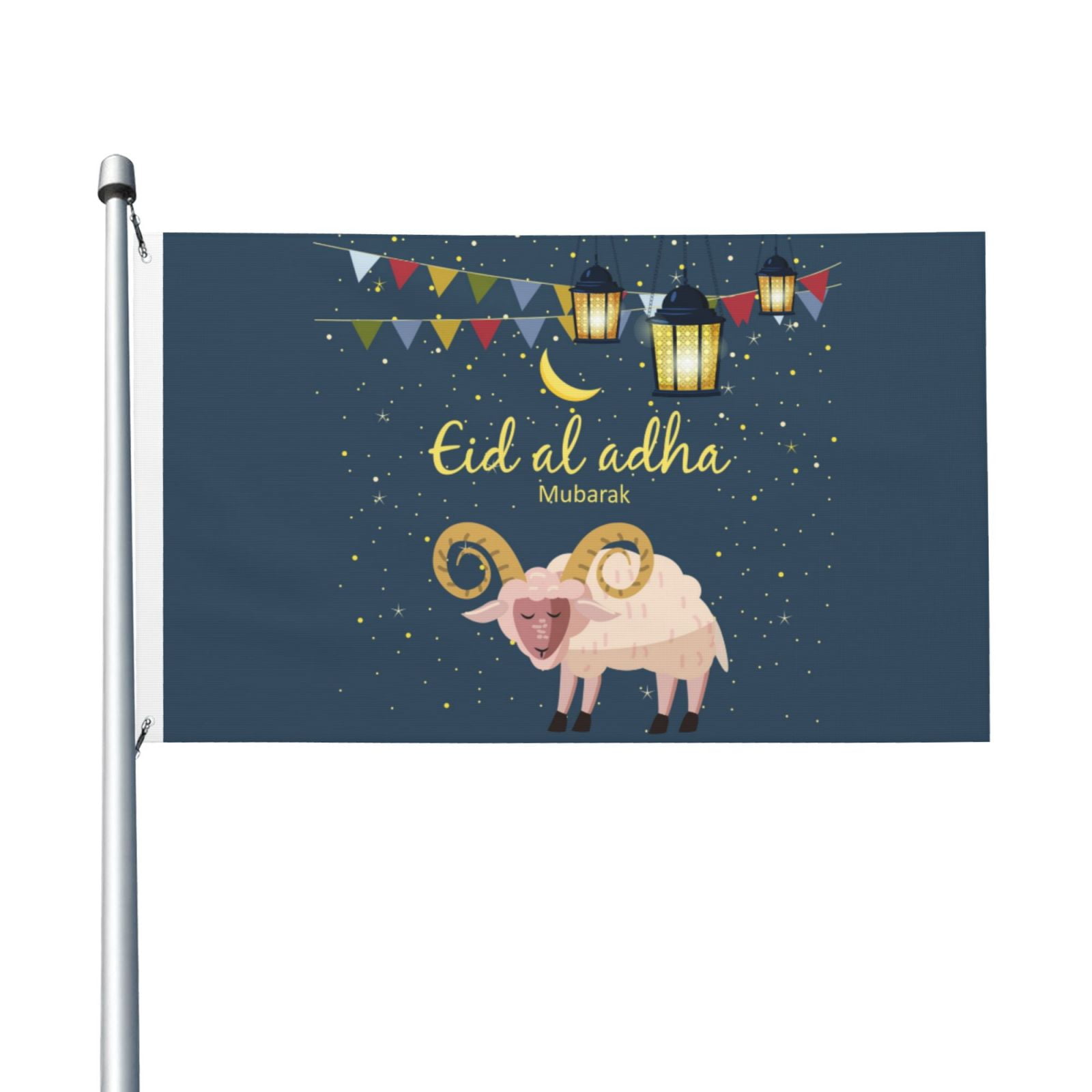 Eid AlAdha Mubarak Garden Flags 3 x 5 Foot Yard Flags DoubleSided