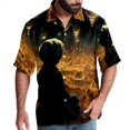 Eid Al Fitr Men's Hawaiian Shirt, Short Sleeve Printed Button Down