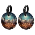 thumbnail image 1 of Eid Al Fitr Set of 2pcs PU Leather Round Suitcase Tags with Privacy Cover and Name ID Tag - Ideal for Travel Luggage, Handbags, Backpacks, School Bags, 1 of 6