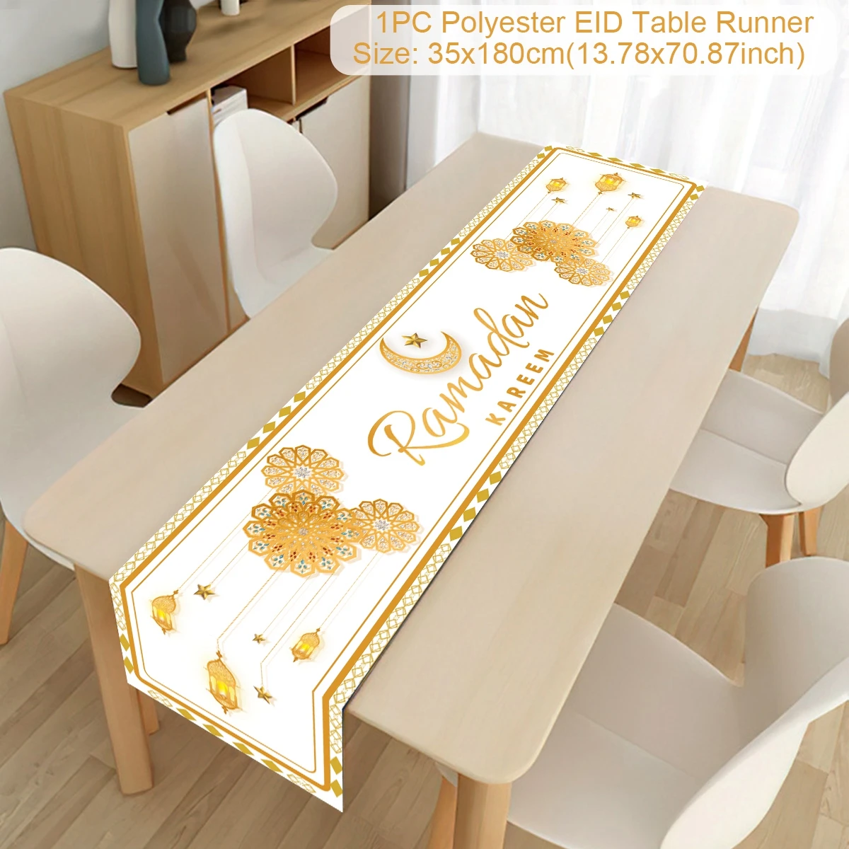Eid AlFitr Star and Moon Letter Print Home Table ration Table Flag