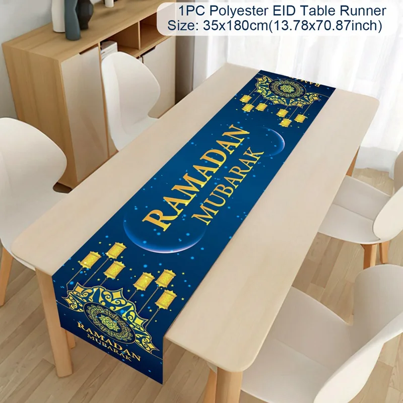 Eid AlFitr Star and Moon Letter Print Home Table ration Table Flag