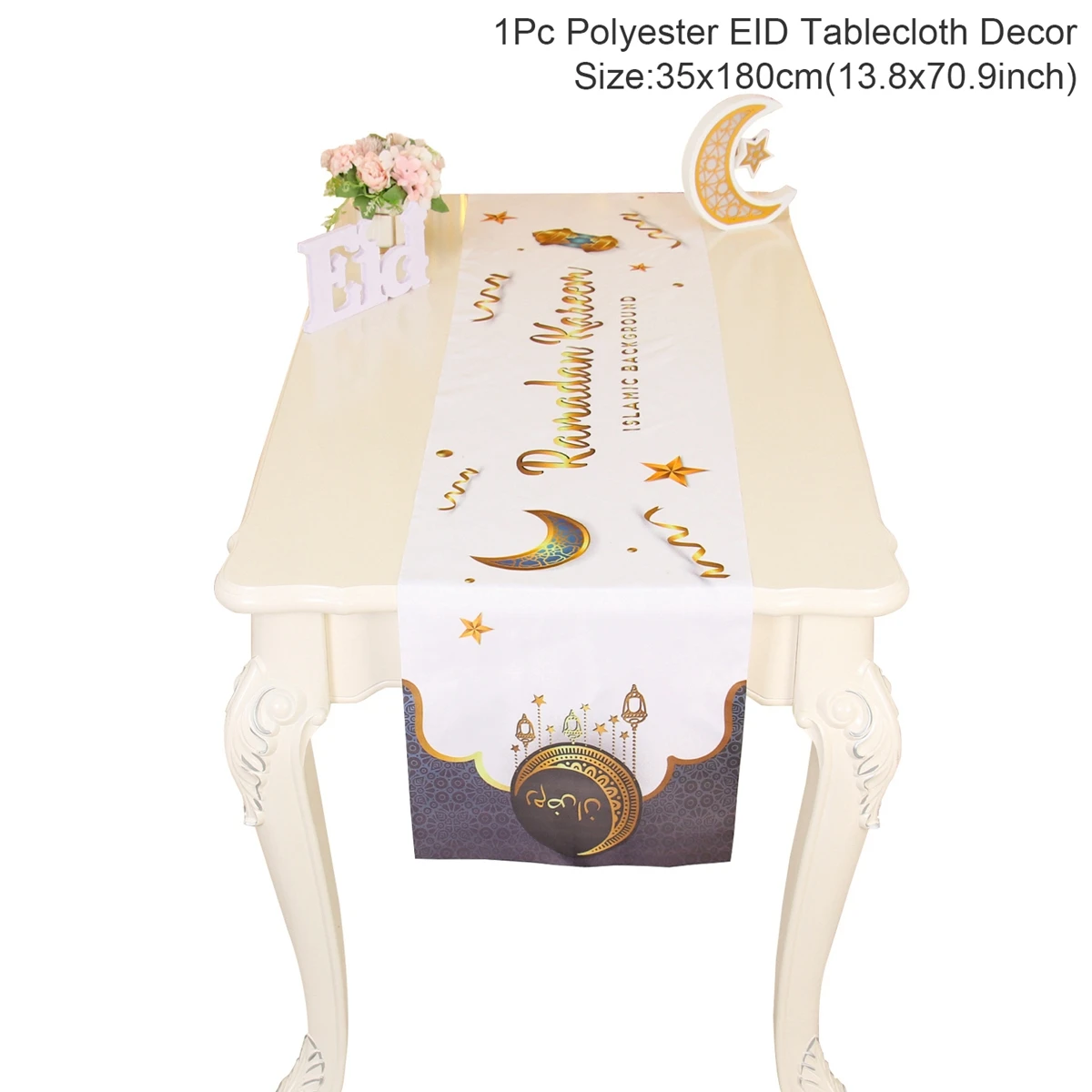 Eid AlFitr Star and Moon Letter Print Home Table ration Table Flag