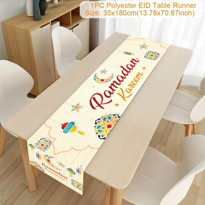 Eid AlFitr Star and Moon Letter Print Home Table ration Table Flag